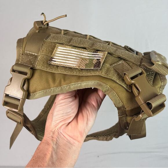 Tactical Harness Vest for Dogs Size Medium Khaki New With Bag Rugged Baddie - Picture 2 of 6